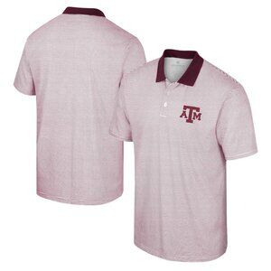 NEW Men's Colosseum White/Maroon Texas A&M Aggies Print Stripe Polo SZ XL